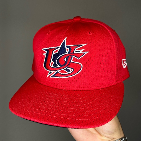 Vintage Team USA Baseball Batting Practice Fitted Hat New Era Size 7 1/4 - Picture 1 of 4
